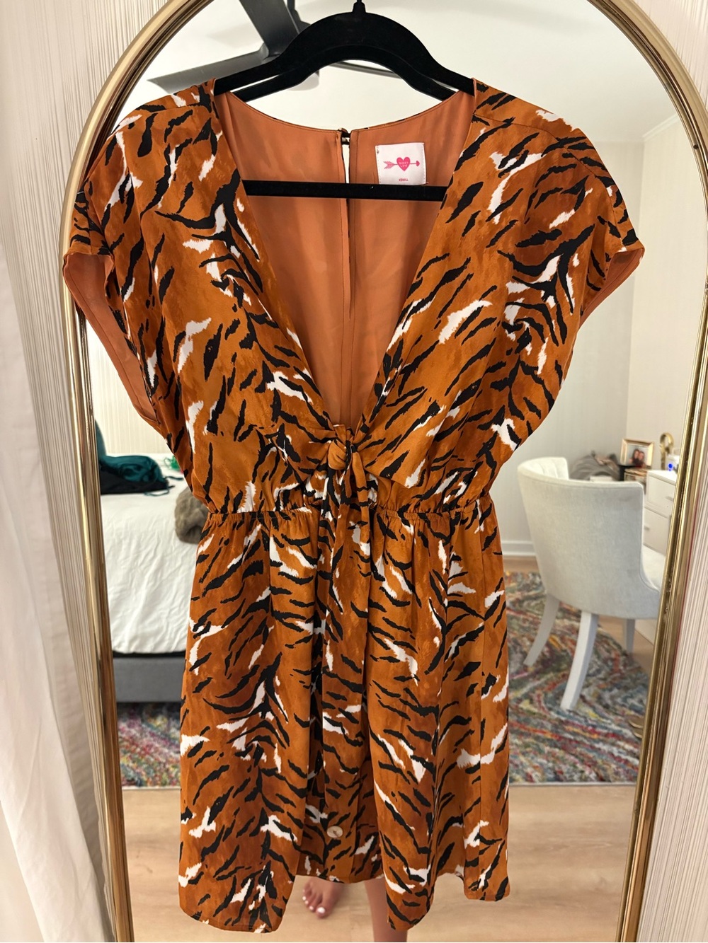 Buddy Love Rust Tiger-Print Tie-Front Dress